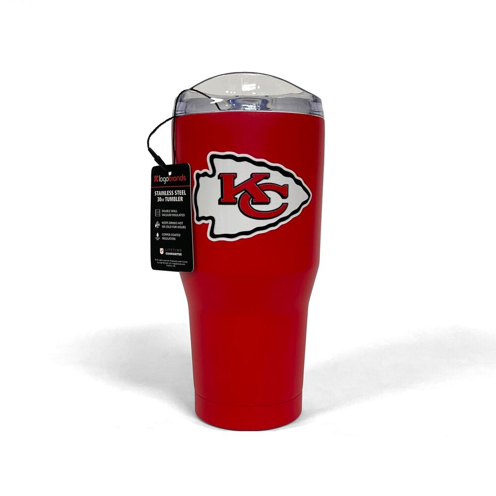 Logo Brands KC Chiefs Tumbler New $35 Powder Coated Red 30 oz Stainless Steel